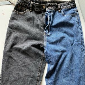 Two toned straight leg jeans